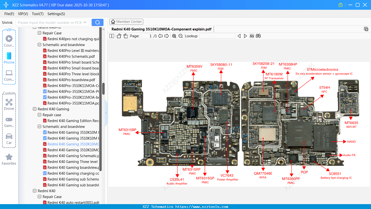 Xiaomi Redmi K40 Gaming 3510K10MOA-Component Explain
